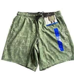 Spyder Men's Swim Trunks Shorts Water Pattern Green Large Comfort Liner‎ NWT